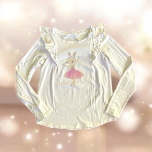 NWOT H&M Cream Long Sleeve Kids Shirt with Ballerina Design Size Medium (8/10)